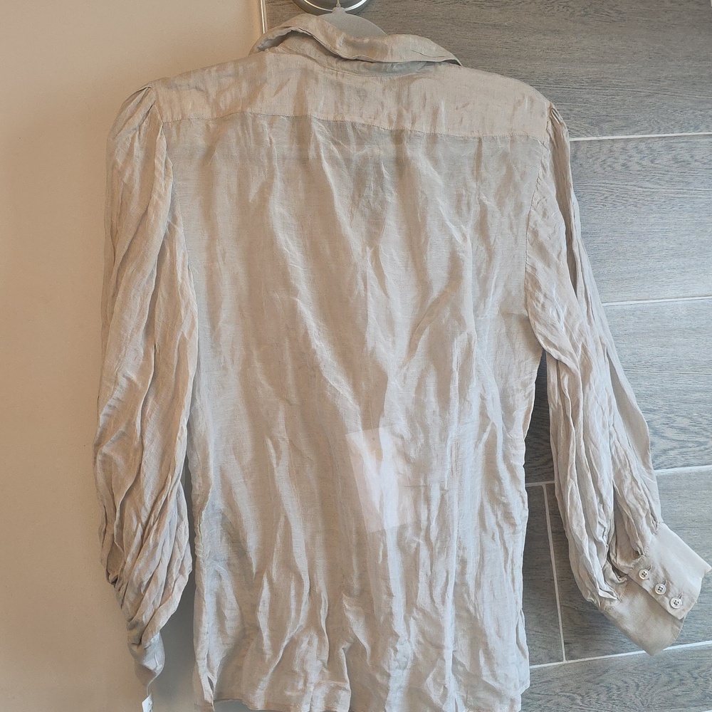 New, Ralph Lauren Black Label Crinkled Organza Puffed Silk Blend Blouse - Picture 4 of 16